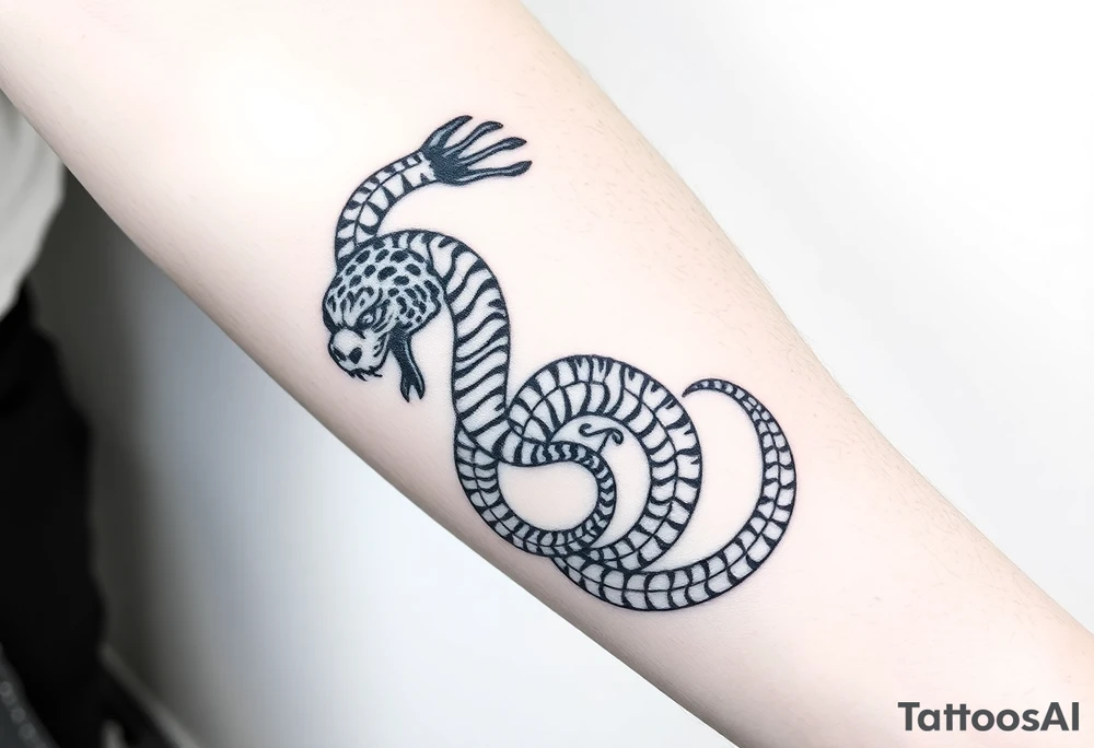 Snake tiger crane 
monkey tattoo idea