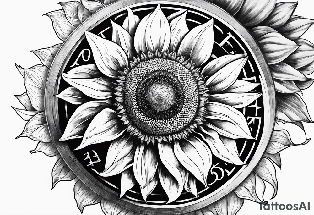Sunflower next to a compass tattoo idea