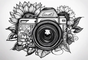 sunflower, camera, fish, tattoo idea