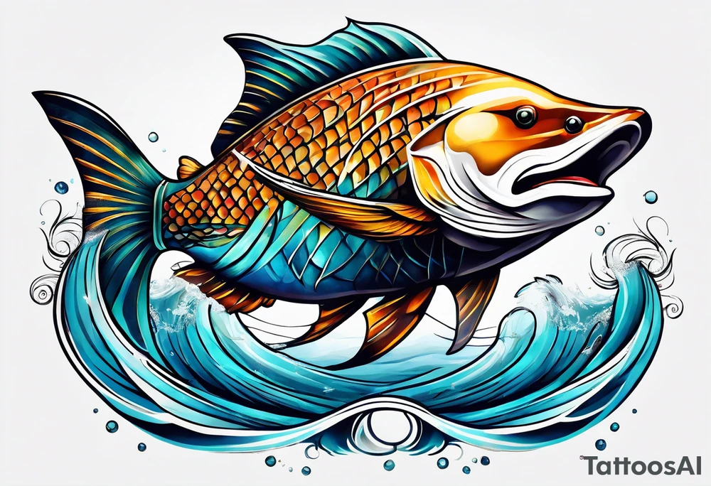 ocean, géométric, animal tattoo idea