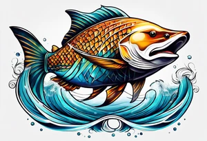 ocean, géométric, animal tattoo idea