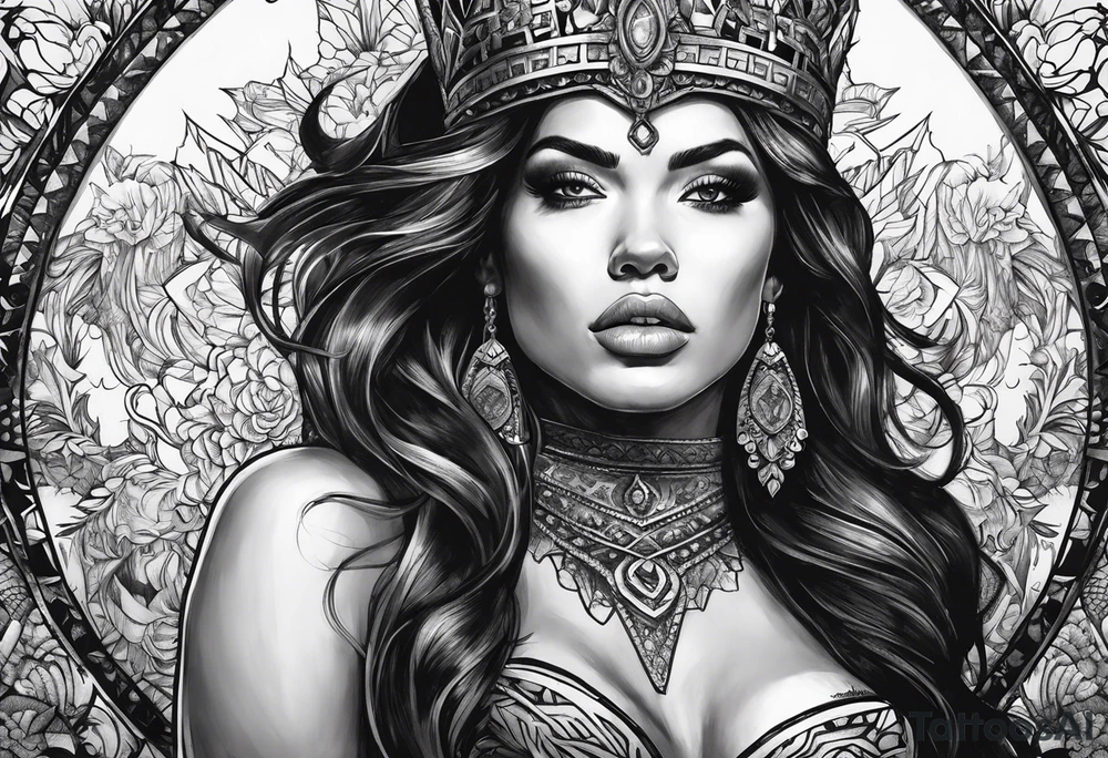 Fierce Woman on throne tattoo idea