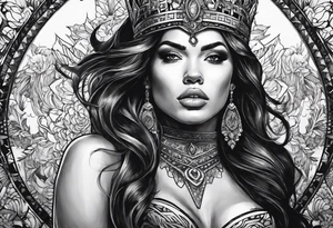 Fierce Woman on throne tattoo idea