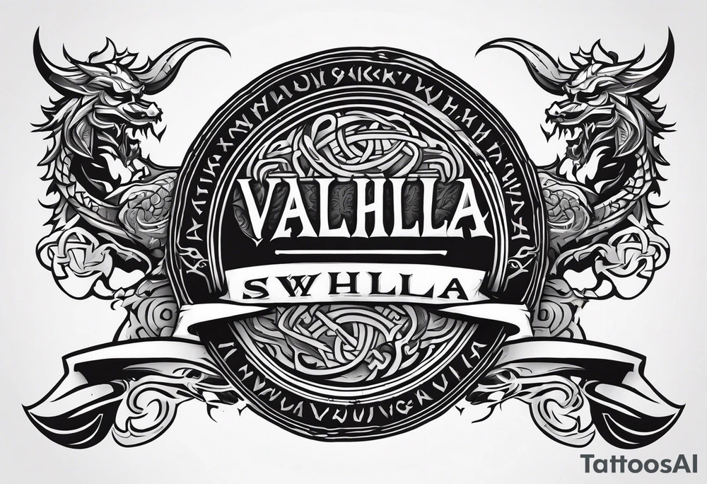Viking valhalla sword shield dragon tattoo idea