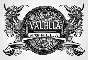 Viking valhalla sword shield dragon tattoo idea