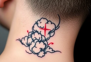 deepfull description of details with clouds and red tattoo idea