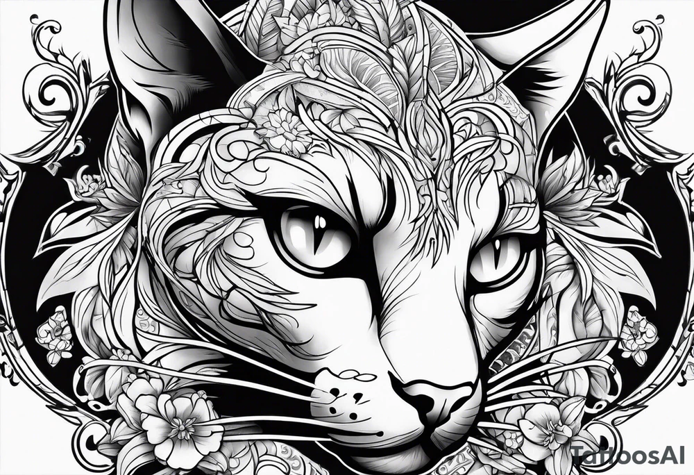 Black cat tattoo idea