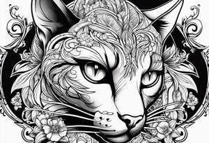 Black cat tattoo idea