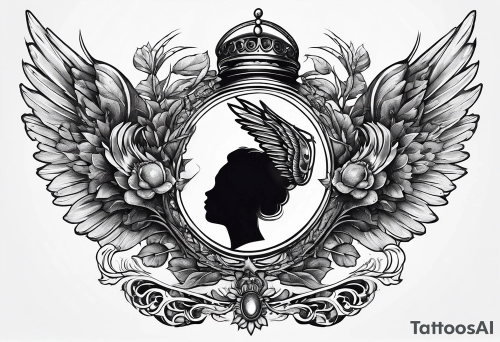 acorn with angel wings and halo tattoo idea