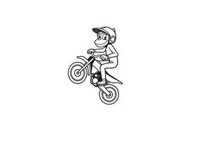 Cartoon monkey with helmet on a dirtbike doing a wheelie tattoo idea