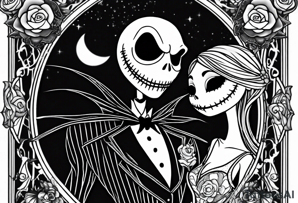 Jack skellington and sally for couple tattoo idea