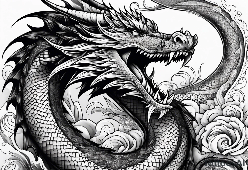 Drache mit Schlangenkörper tattoo idea