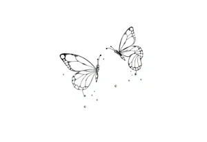 Simple minimalist outline of butterflies with lots of sparkles and bubbles tattoo idea