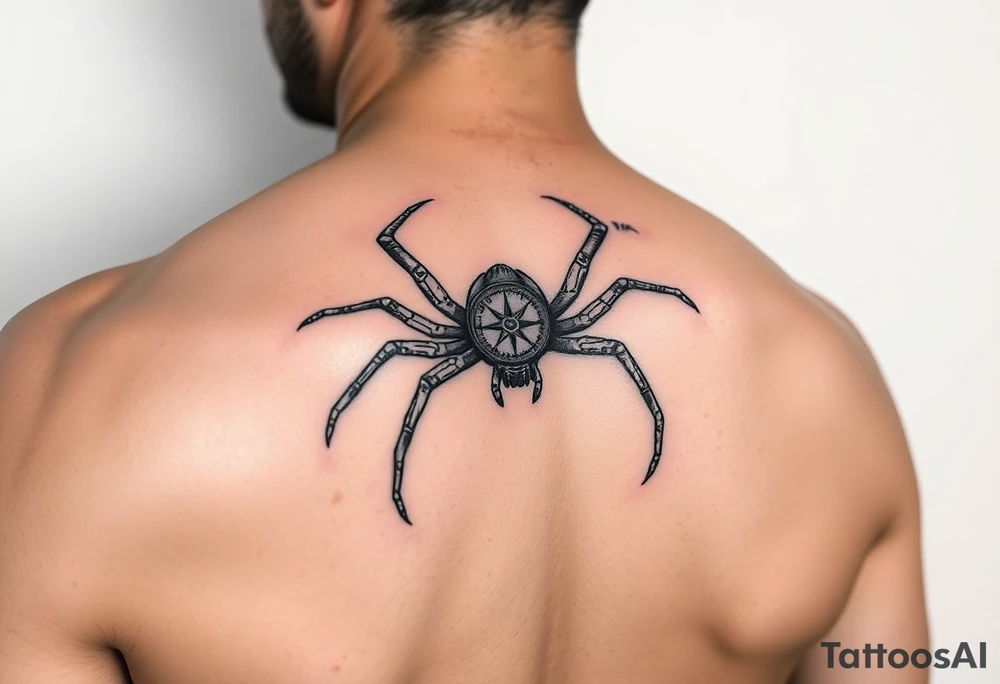 Spider carrying a compass tattoo idea