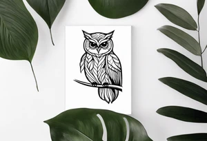 unique small feminine minimalist leaftattoo with an owl tattoo idea