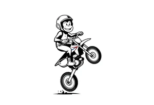 Cartoon monkey with helmet on a dirtbike doing a wheelie tattoo idea