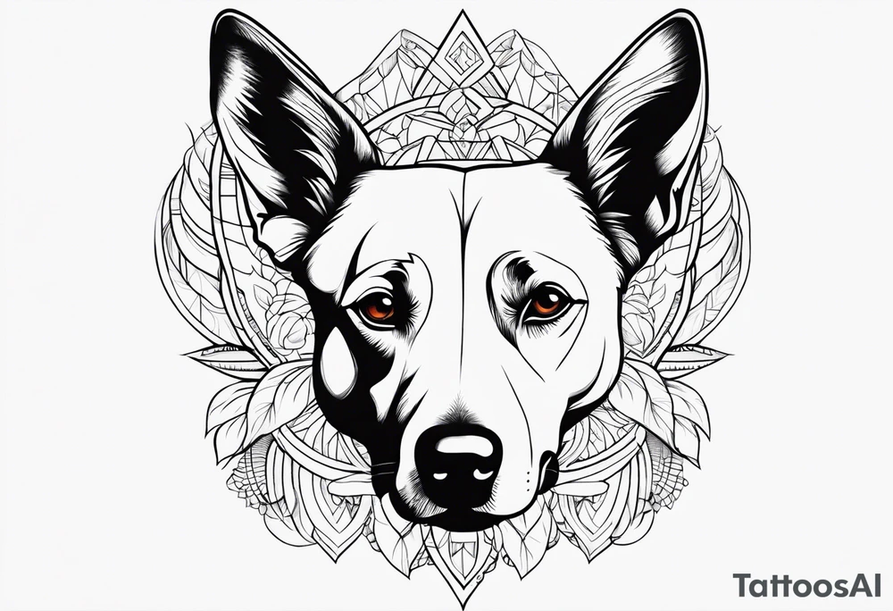 beloved dog ears tattoo, out line and heartfelt tattoo idea