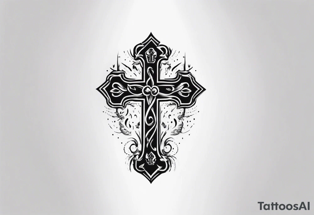 Cross with the number 4 tattoo idea