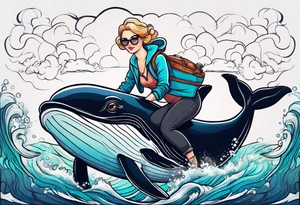 hairless cat riding a whale tattoo idea