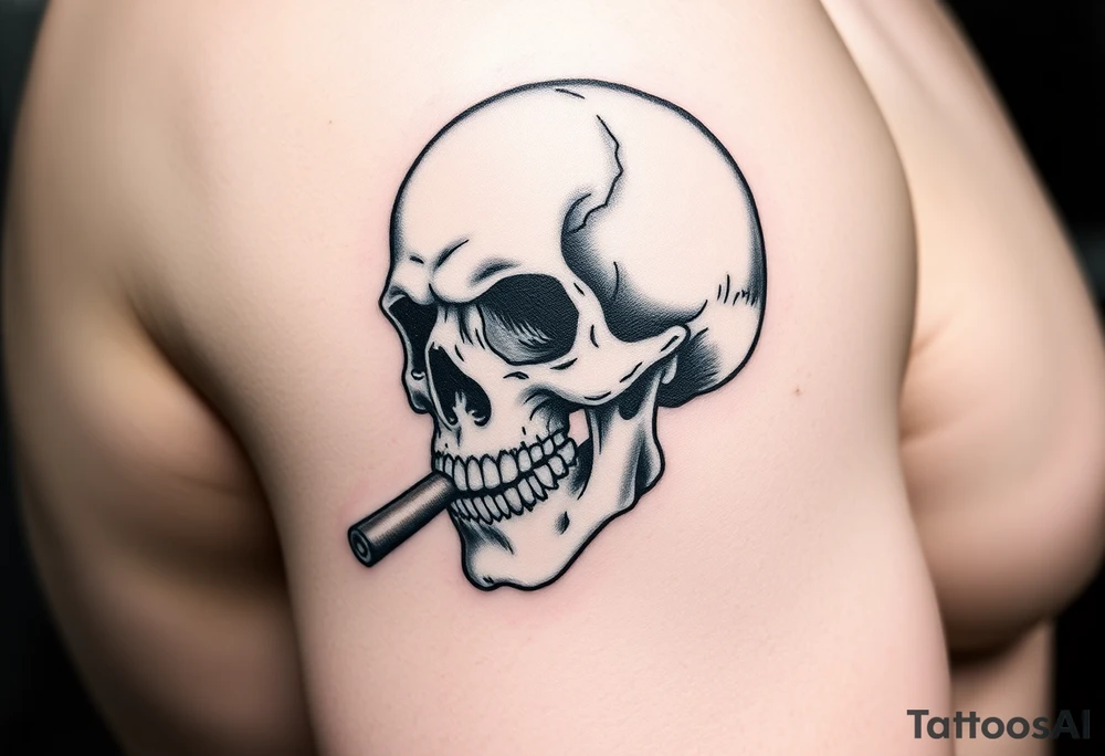 skull with a smoking cigar in his mouth,money. tattoo idea
