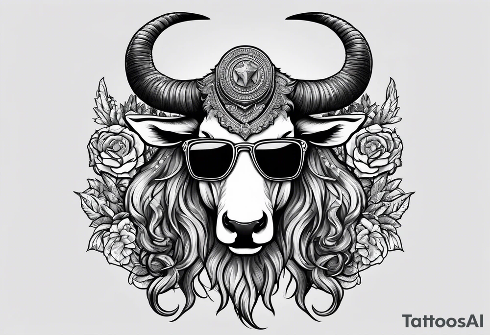 capricorn with sunglasses and a gun tattoo idea