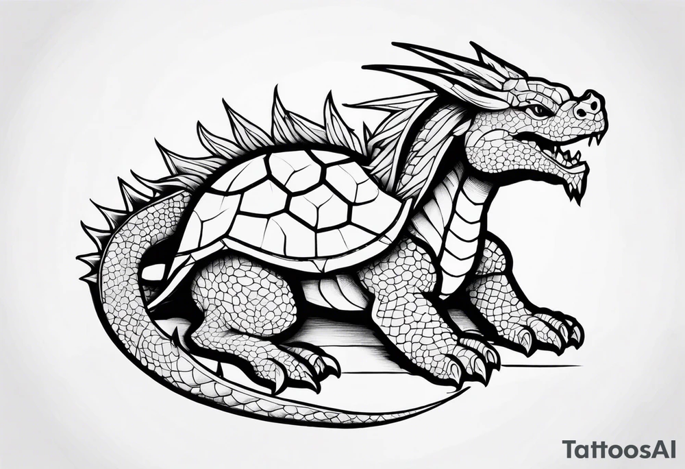 dragon with turtle shell tattoo idea