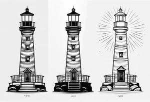 farol em meio ao oceano com luz acesa tattoo idea