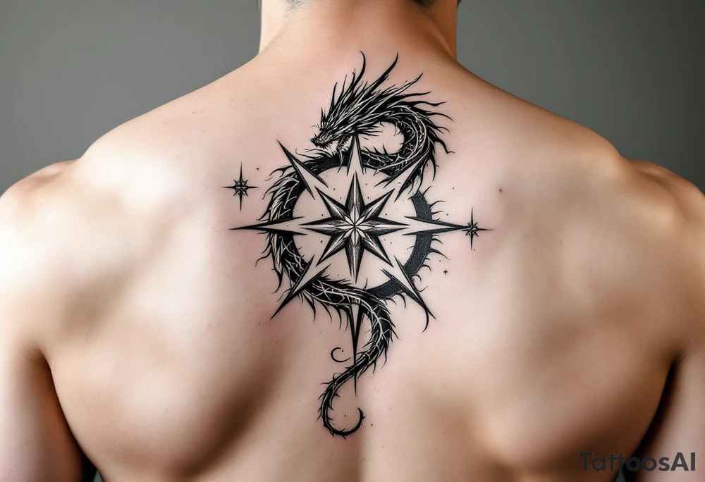 beautiful star dragon tattoo idea