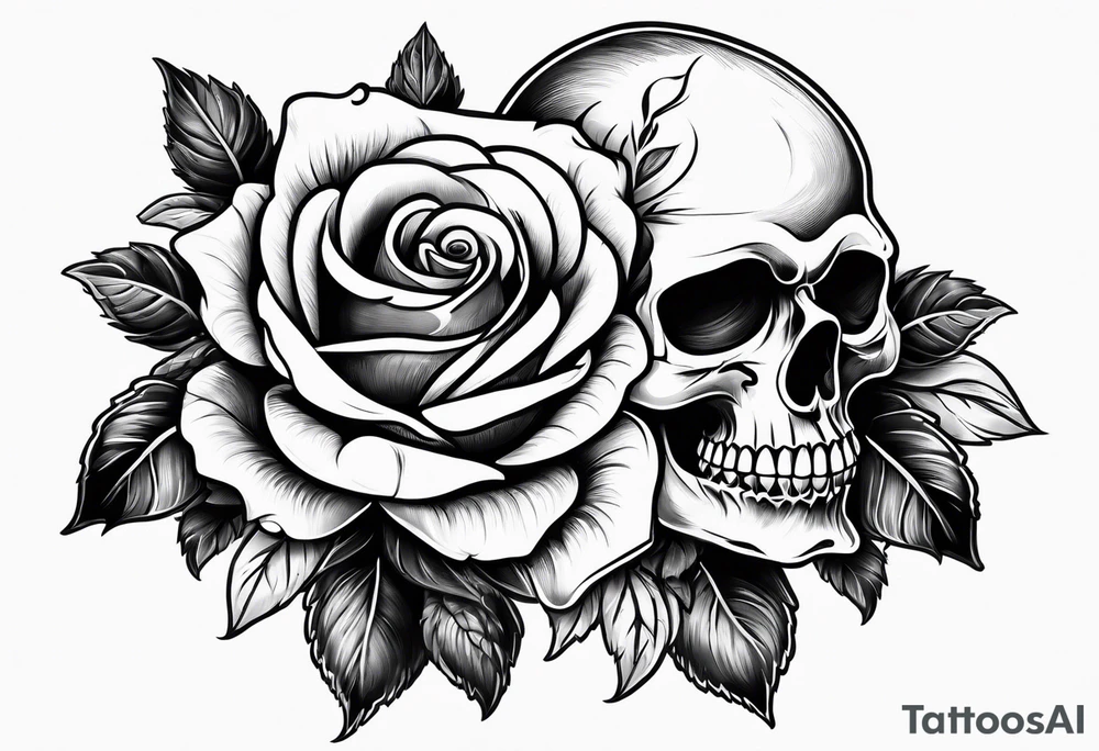skull and roses tattoo idea