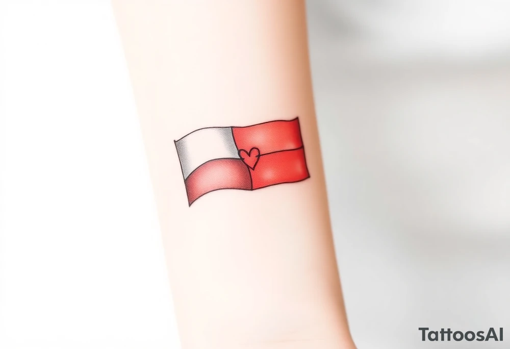 A minimalist Czech flag outline, with delicate shading and a small heart incorporated into the design. tattoo idea