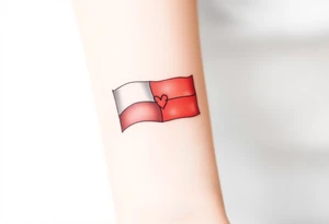 A minimalist Czech flag outline, with delicate shading and a small heart incorporated into the design. tattoo idea