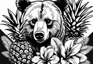Bear loves pineapples and coconuts tattoo idea