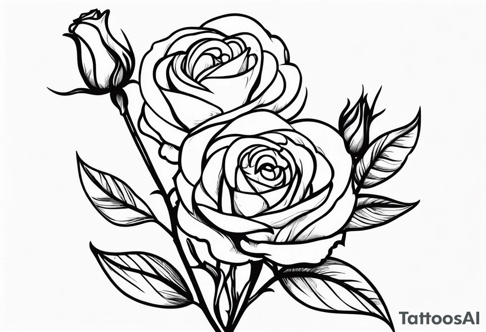 long stem rose bouquet tattoo idea