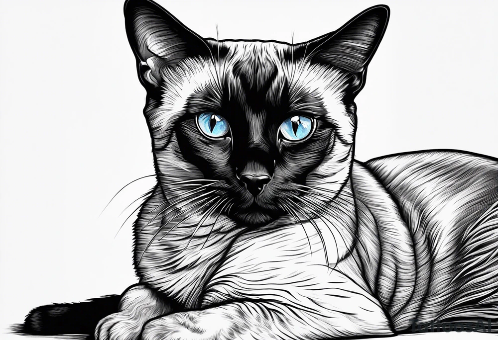 Siamese cat looking at a dog tattoo idea