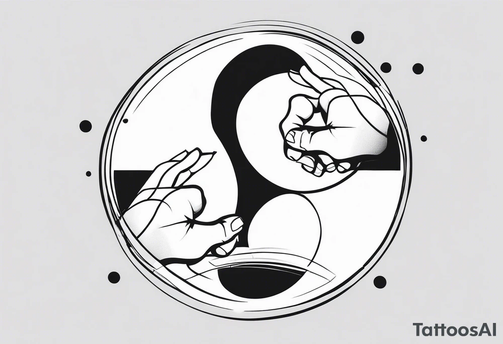 Rock hands sign in Ying yang tattoo idea
