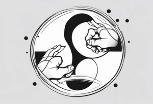 Rock hands sign in Ying yang tattoo idea