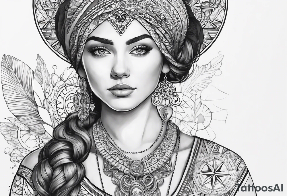 Create a tattoo design that symbolizes the connection between a family spread across Portugal and Germany, with a central figure who travels between the two. Incorporate elements representing both countries' cultures and landmarks, linked by a path or journey motif. The design should evoke feelings of unity, distance, and the bond of family. tattoo idea