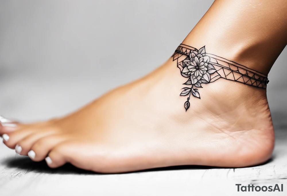 realistic feminine ankle bracelet tattoo tattoo idea