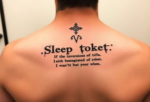 sleep token inspired tattoo with lyrics tattoo idea