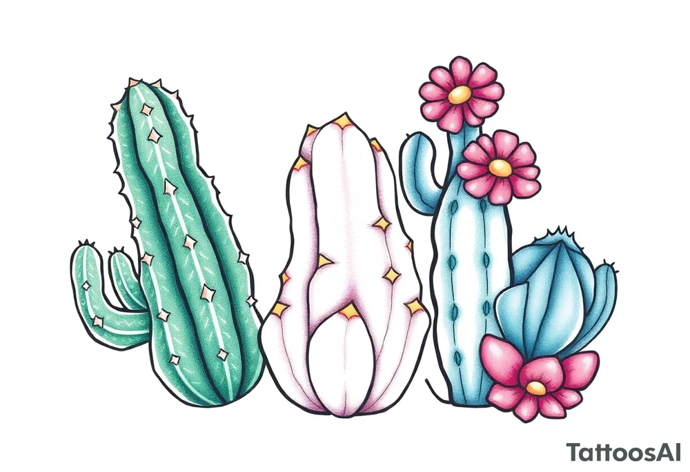 Cute cacti tattoo idea