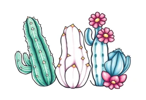 Cute cacti tattoo idea