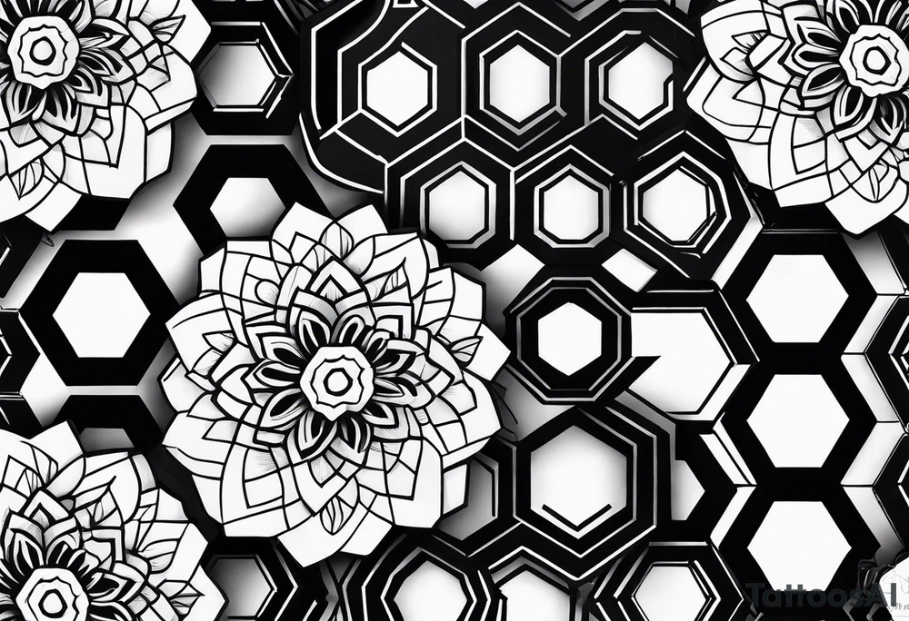 black plain hexagons without texture tattoo idea