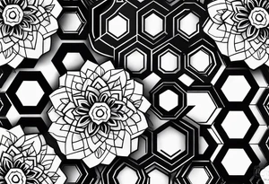 black plain hexagons without texture tattoo idea