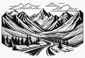 Long road to the mountains tattoo idea