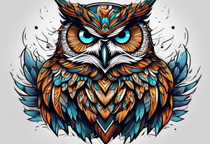 MUSCULAR MEAN OWL SUPERHERO MACOT
 STYLE tattoo idea