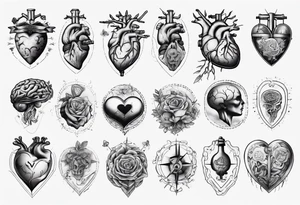 Heart and brain anchored tattoo idea