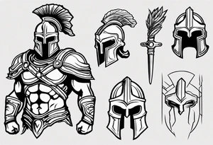 ultra-fine line linework vector of a spartan tattoo idea