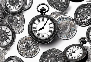 broken pocket watch galaxy shattered tattoo idea