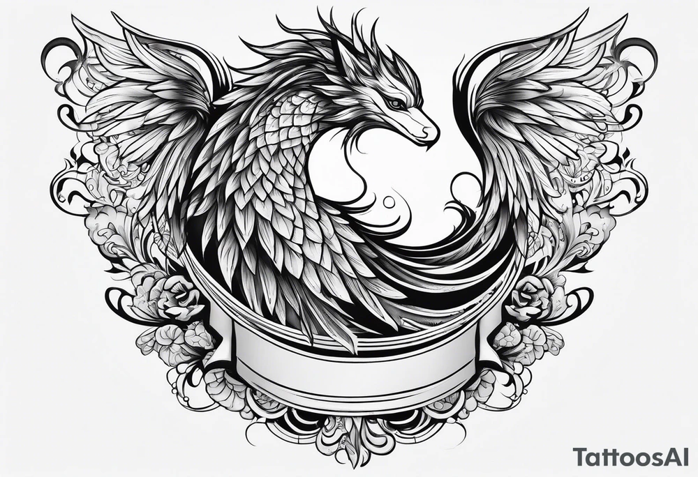 long flowing
fan tail tattoo idea