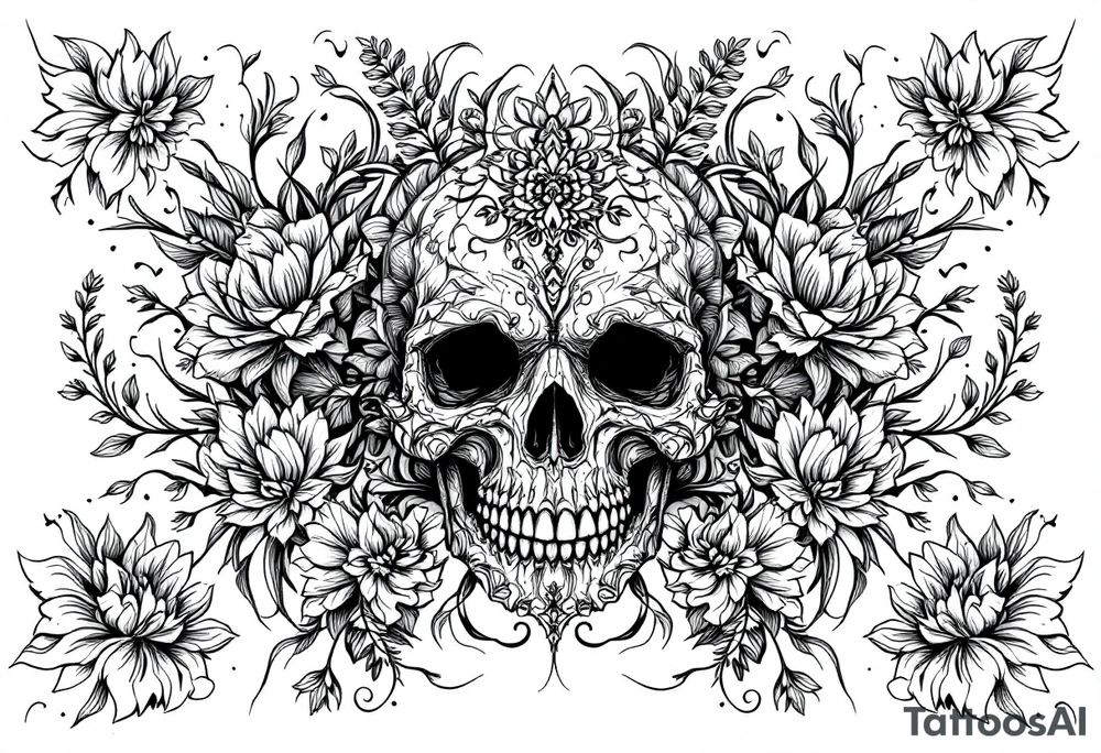 powerful big comodo, surrounded by floral ornaments tattoo idea